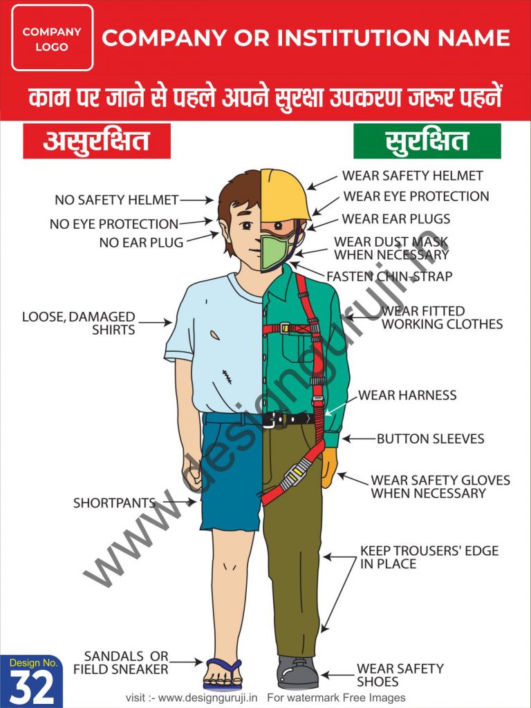 Safety Posters In Hindi | सेफ्टी पोस्टर इन हिंदी | Poster Safety Slogan in  Hindi | PPE SAFETY POSTER IN HINDI Download PDF File - Design Guruji