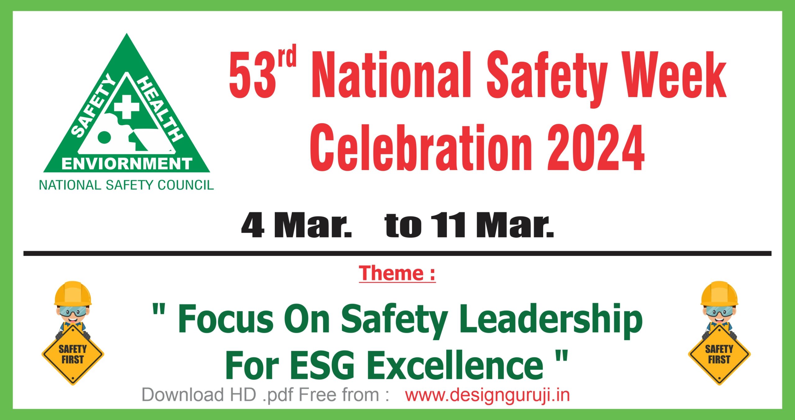 National Safety Week 2024 Celebration Safety Week Banner Design 2024