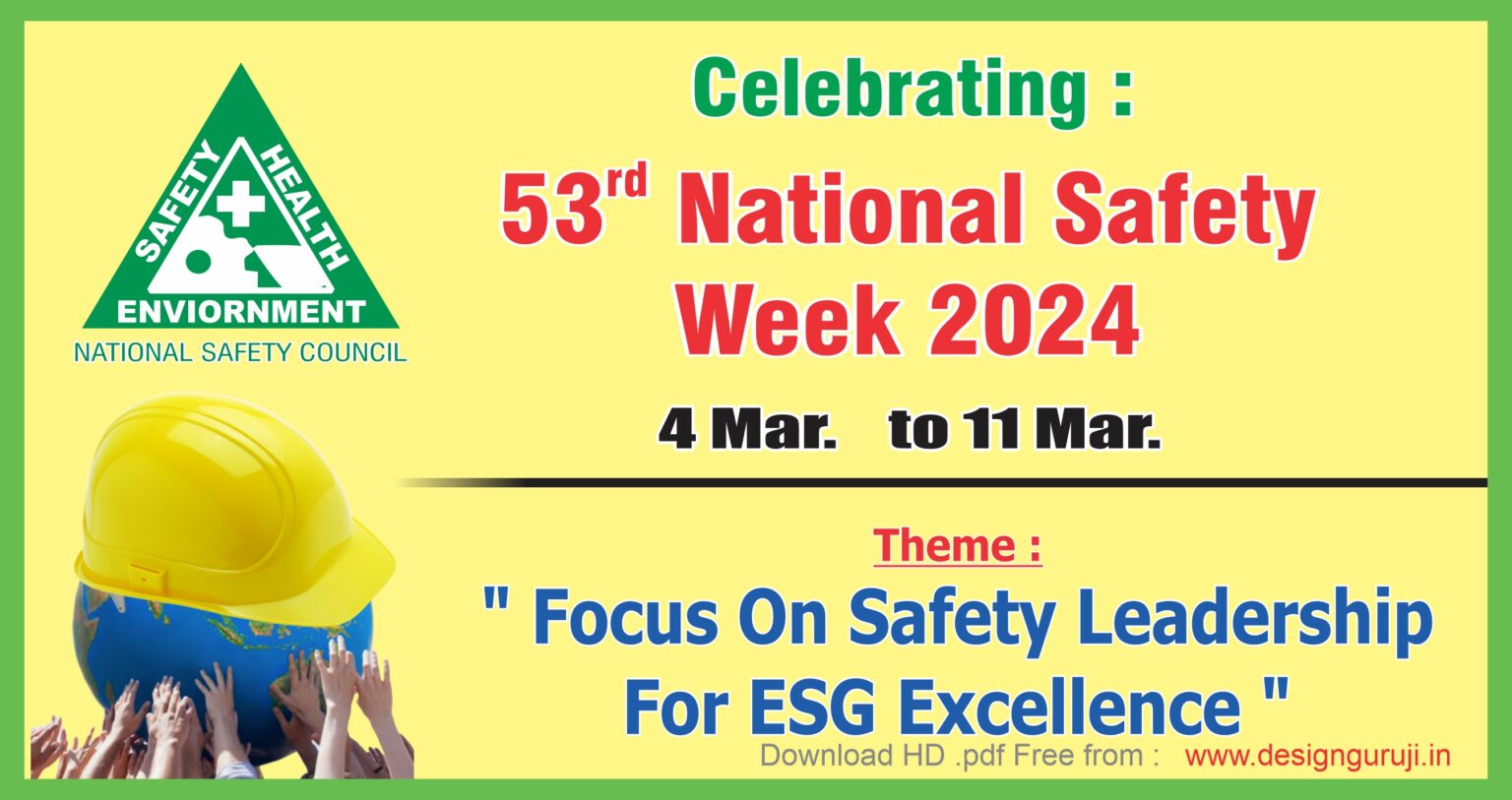 National Safety Week 2024 Celebration | Safety Week Banner Design 2024 ...